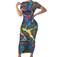 Hippie Short Sleeve Bodycon Dress Psychedelic Third Eye Art - Wonder Print Shop