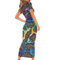 Hippie Short Sleeve Bodycon Dress Psychedelic Third Eye Art - Wonder Print Shop