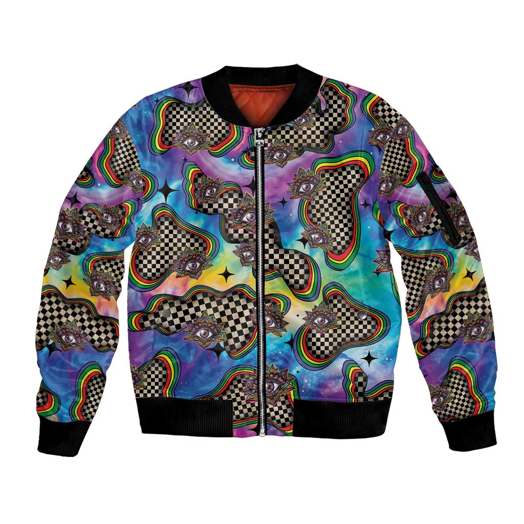 Hippie Sleeve Zip Bomber Jacket Psychedelic Third Eye Art - Wonder Print Shop
