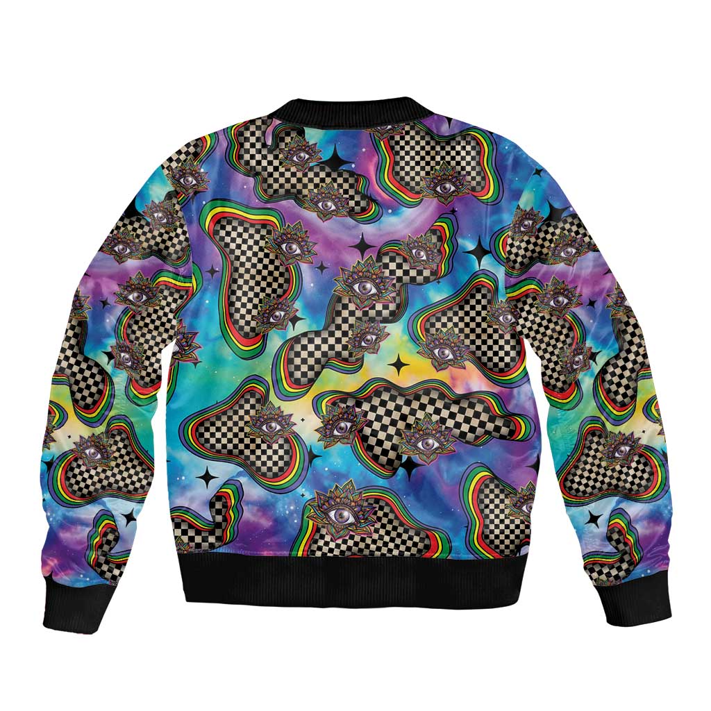Hippie Sleeve Zip Bomber Jacket Psychedelic Third Eye Art - Wonder Print Shop