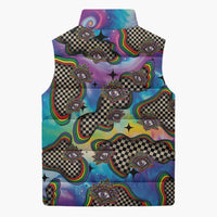 Hippie Sleeveless Puffer Jacket Psychedelic Third Eye Art - Wonder Print Shop