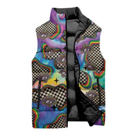Hippie Sleeveless Puffer Jacket Psychedelic Third Eye Art - Wonder Print Shop