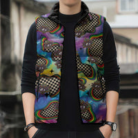 Hippie Sleeveless Puffer Jacket Psychedelic Third Eye Art - Wonder Print Shop