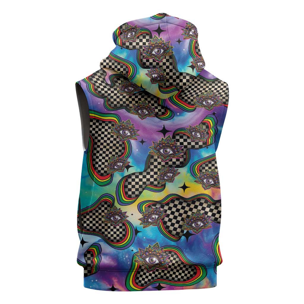 Hippie Sleeveless Zip Hoodie Psychedelic Third Eye Art - Wonder Print Shop