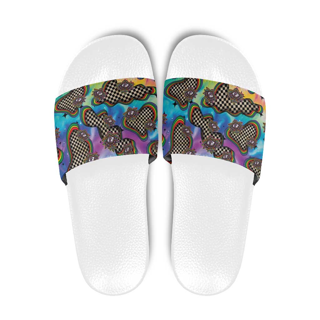 Hippie Slide Sandals Psychedelic Third Eye Art - Wonder Print Shop