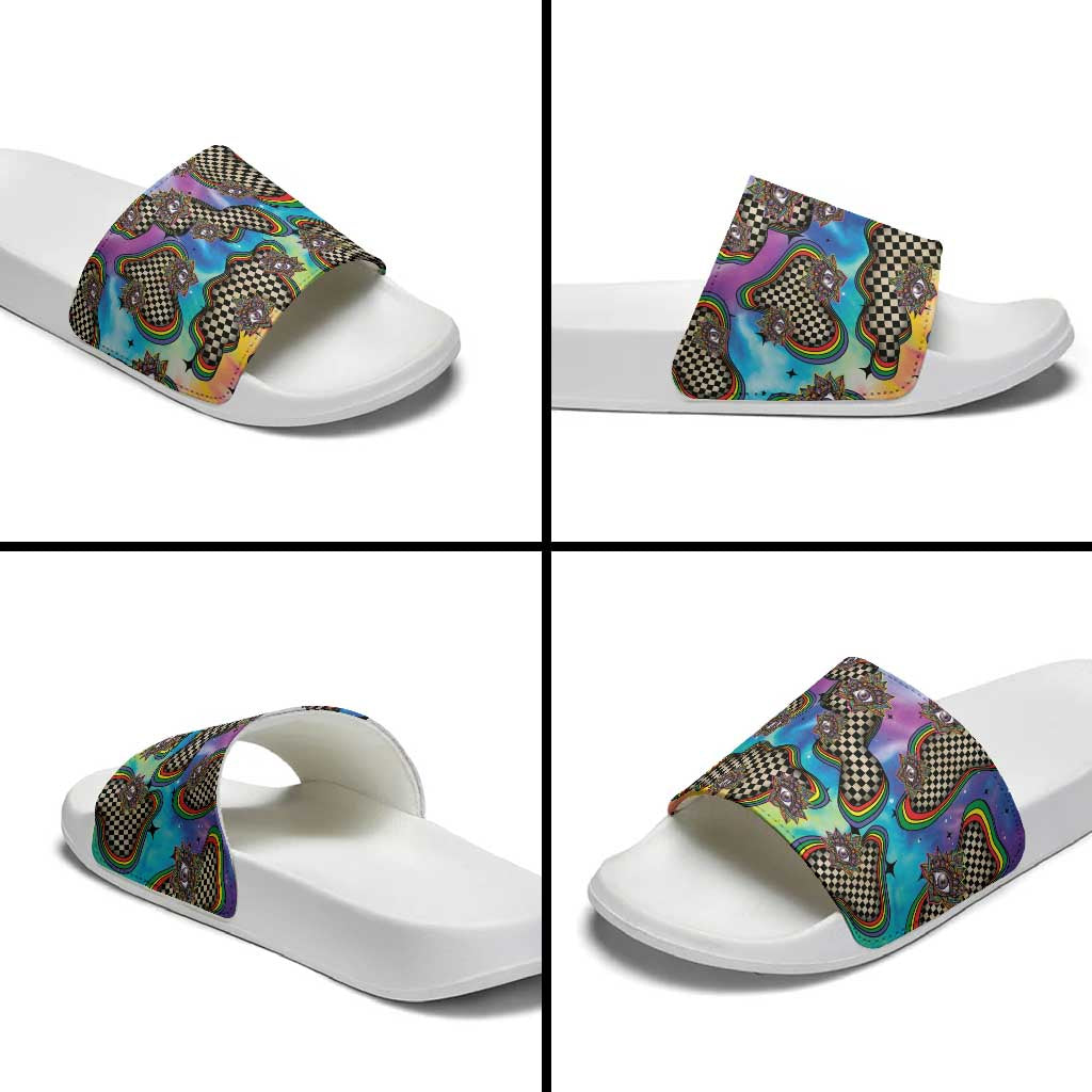 Hippie Slide Sandals Psychedelic Third Eye Art - Wonder Print Shop