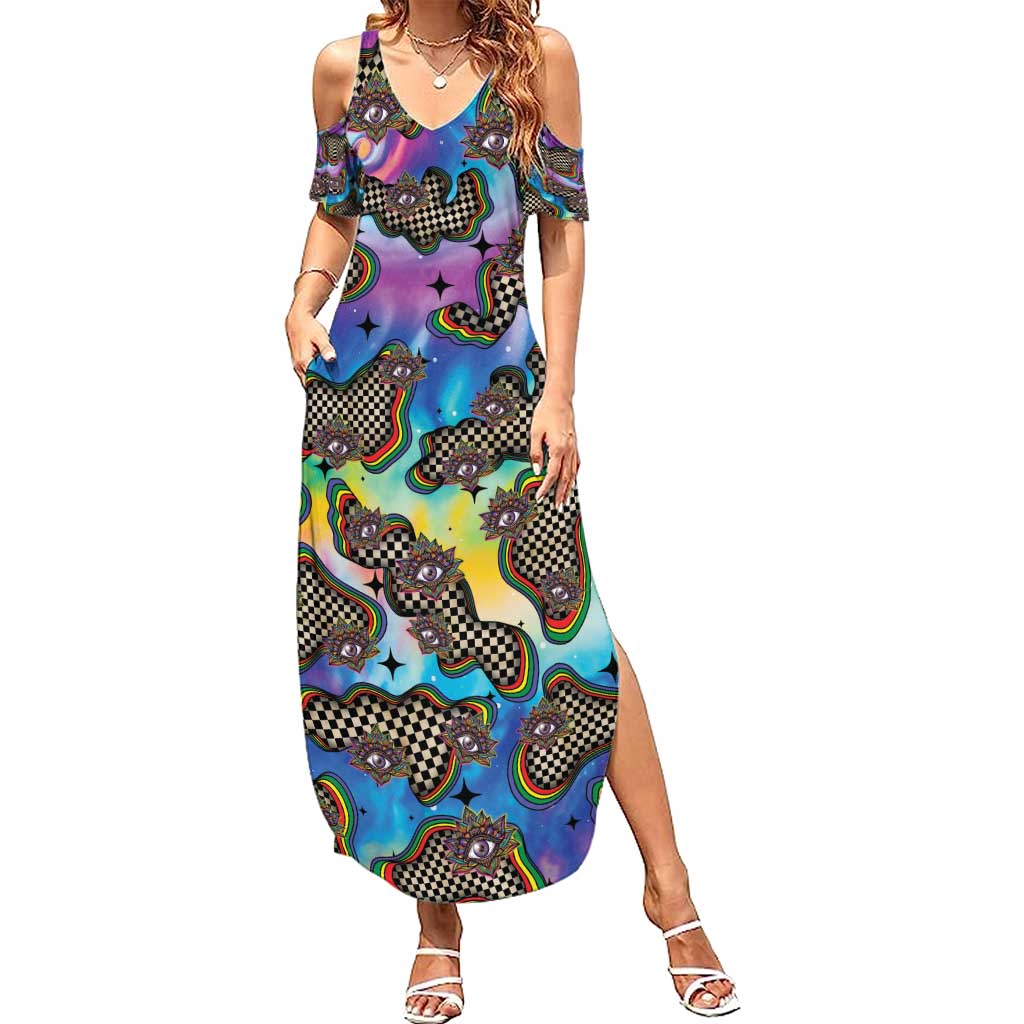 Hippie Summer Maxi Dress Psychedelic Third Eye Art - Wonder Print Shop