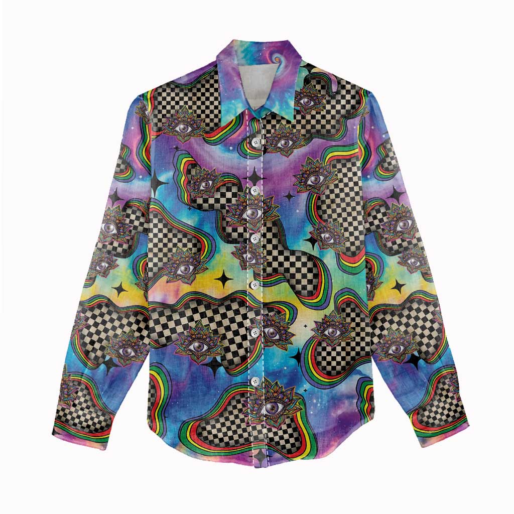 Hippie Women Casual Shirt Psychedelic Third Eye Art - Wonder Print Shop