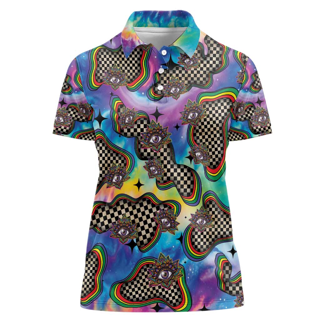 Hippie Women Polo Shirt Psychedelic Third Eye Art - Wonder Print Shop