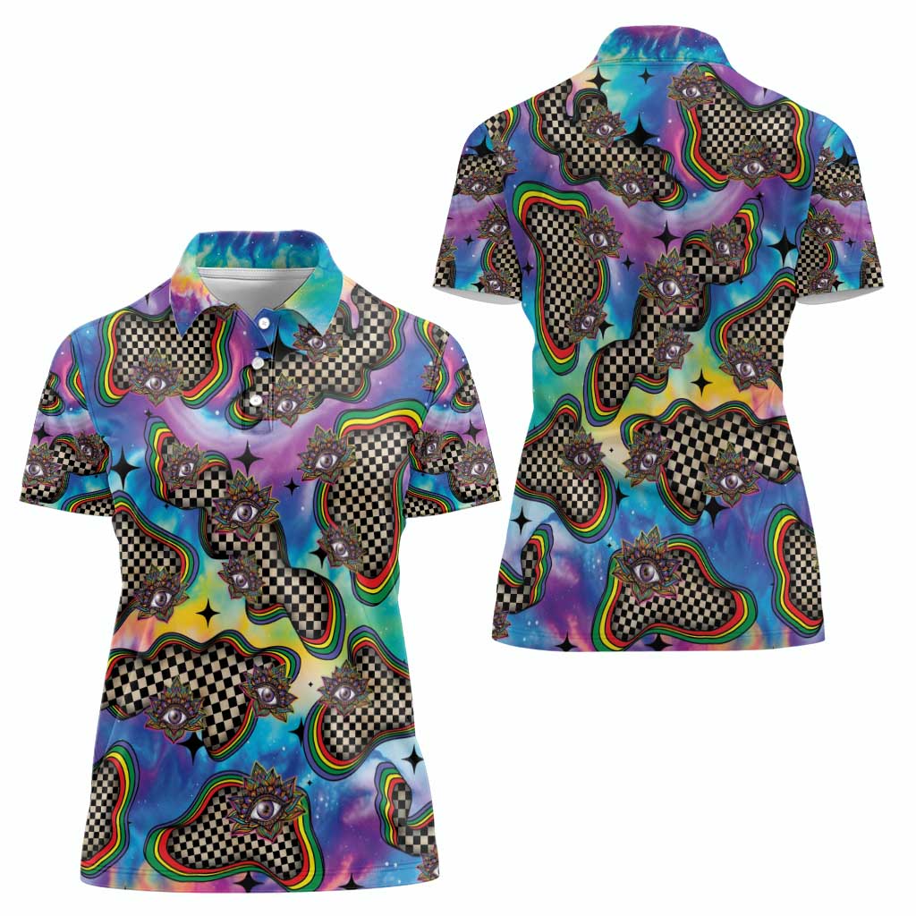 Hippie Women Polo Shirt Psychedelic Third Eye Art - Wonder Print Shop