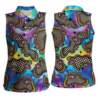 Hippie Women Sleeveless Polo Shirt Psychedelic Third Eye Art - Wonder Print Shop