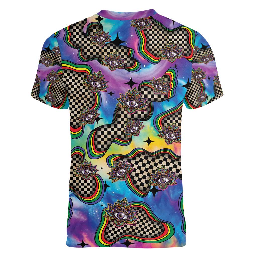 Hippie Women V-Neck T-Shirt Psychedelic Third Eye Art - Wonder Print Shop