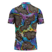 Hippie Zipper Polo Shirt Psychedelic Third Eye Art - Wonder Print Shop