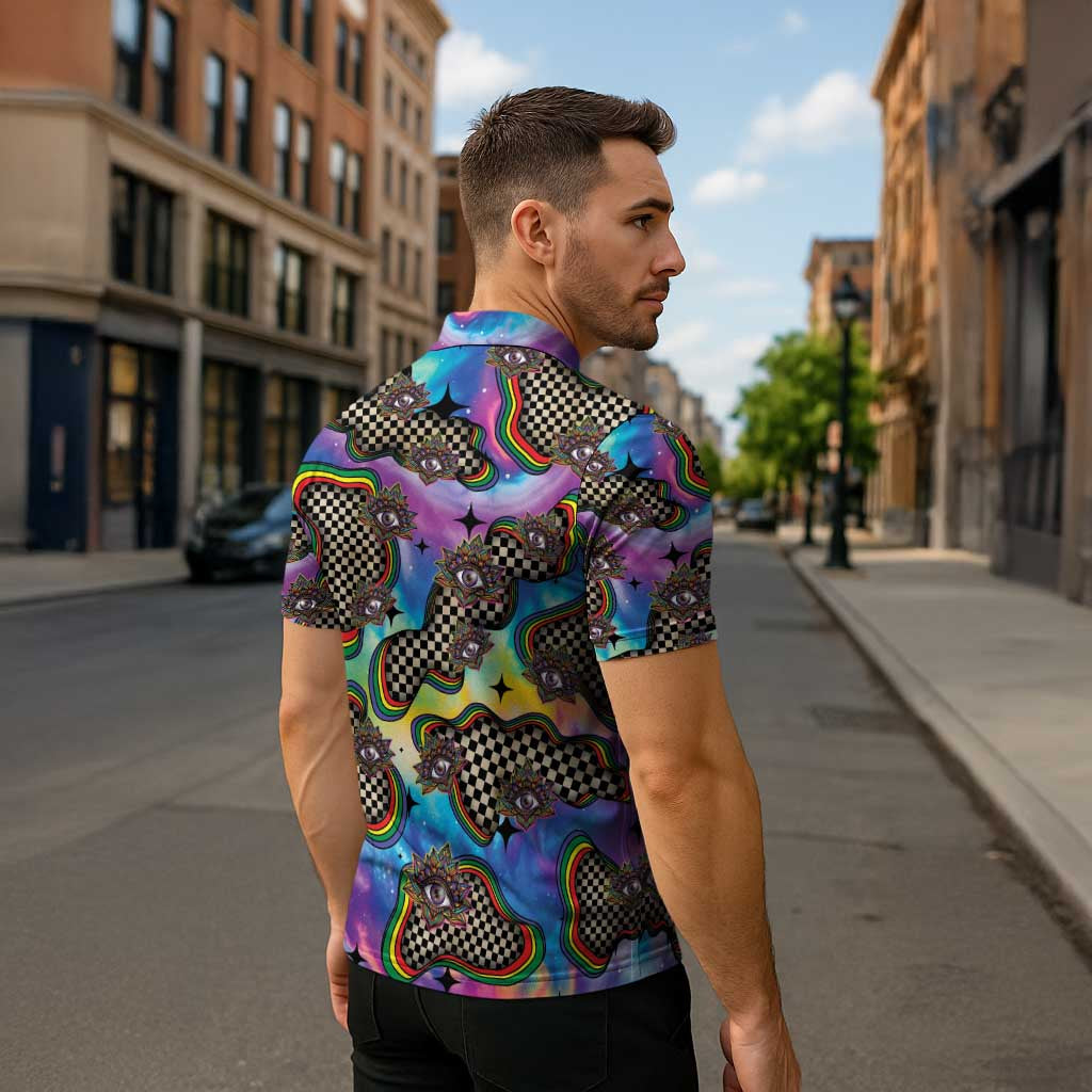 Hippie Zipper Polo Shirt Psychedelic Third Eye Art - Wonder Print Shop