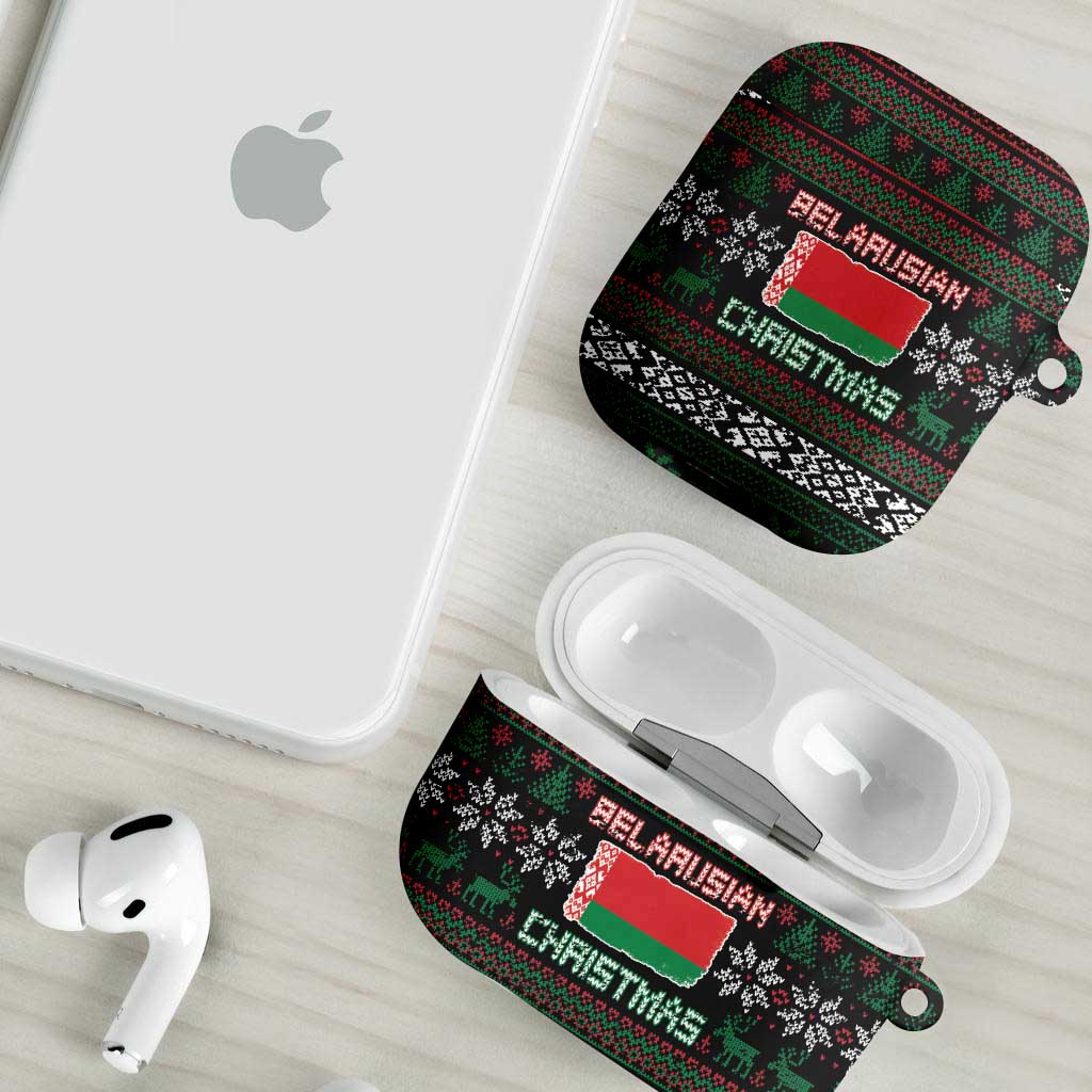 Belarus Christmas AirPods Case Flag With Belarusian Patterns - Wonder Print Shop