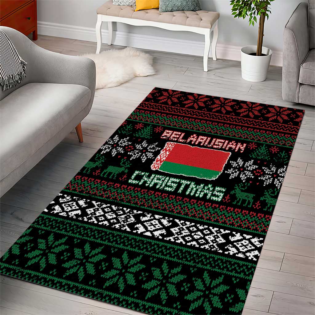 Belarus Christmas Area Rug Flag With Belarusian Patterns - Wonder Print Shop