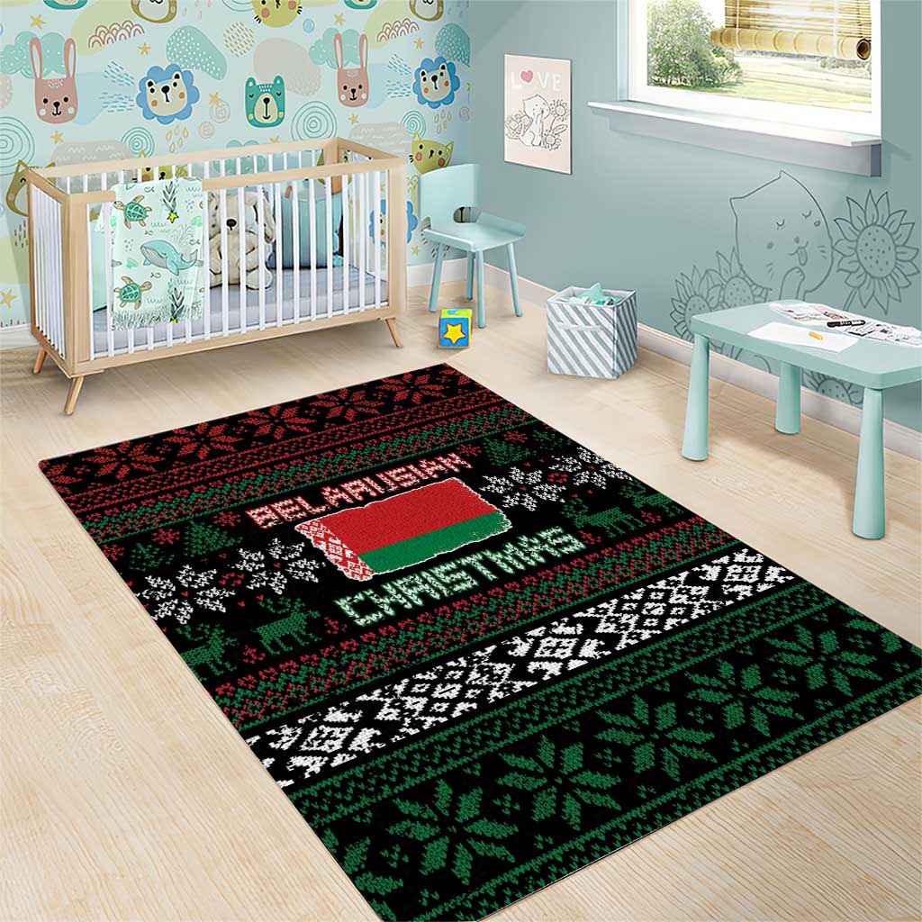 Belarus Christmas Area Rug Flag With Belarusian Patterns - Wonder Print Shop