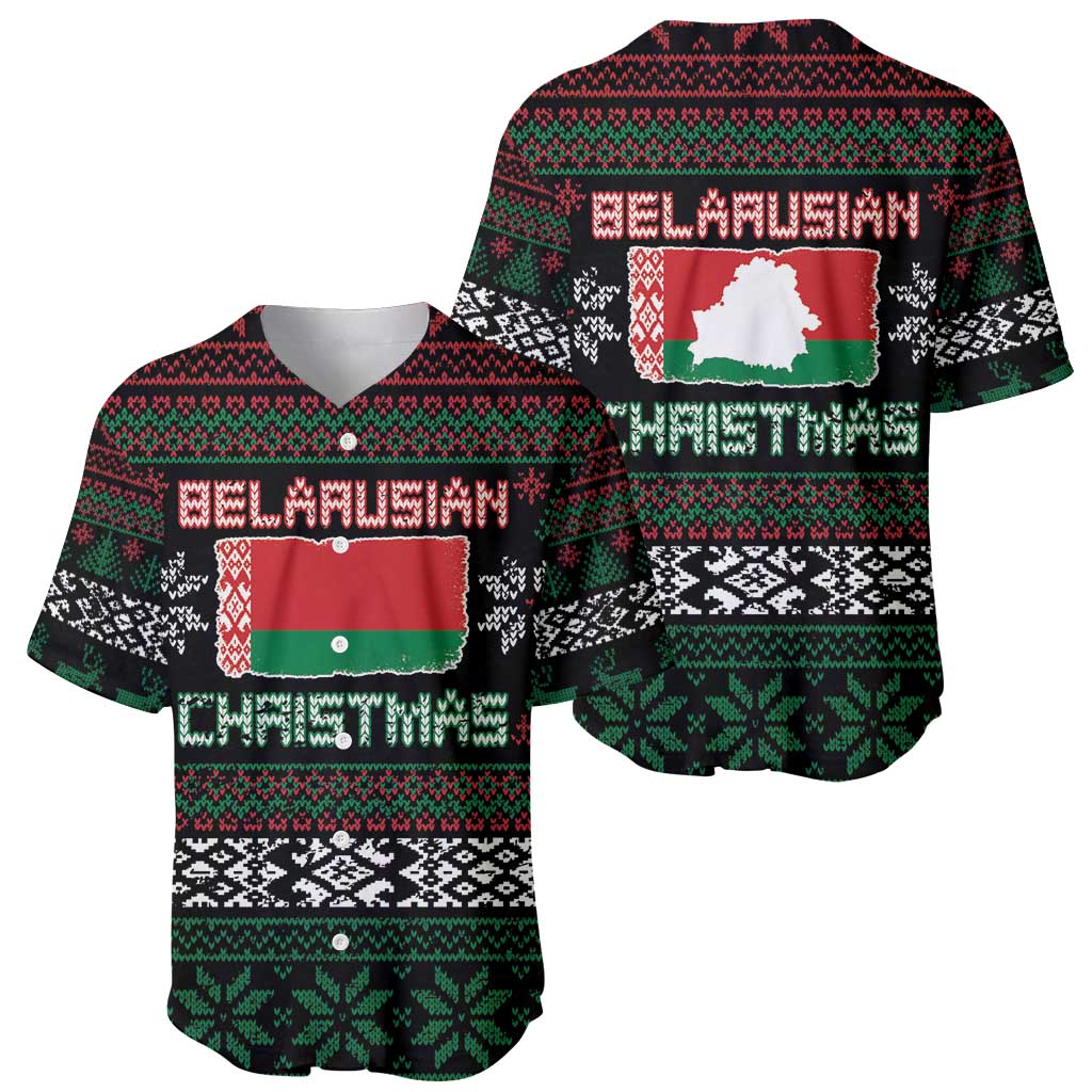 Belarus Christmas Baseball Jersey Flag With Belarusian Patterns - Wonder Print Shop