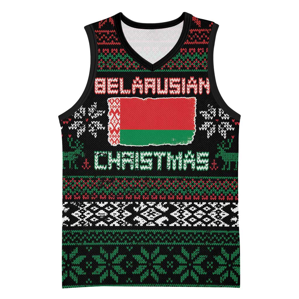Belarus Christmas Basketball Jersey Flag With Belarusian Patterns - Wonder Print Shop