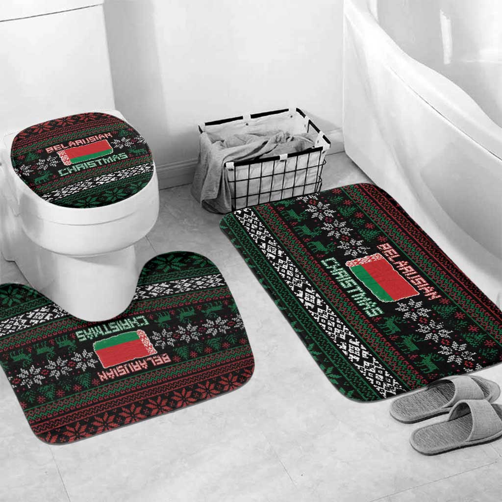 Belarus Christmas Bathroom Set Flag With Belarusian Patterns - Wonder Print Shop