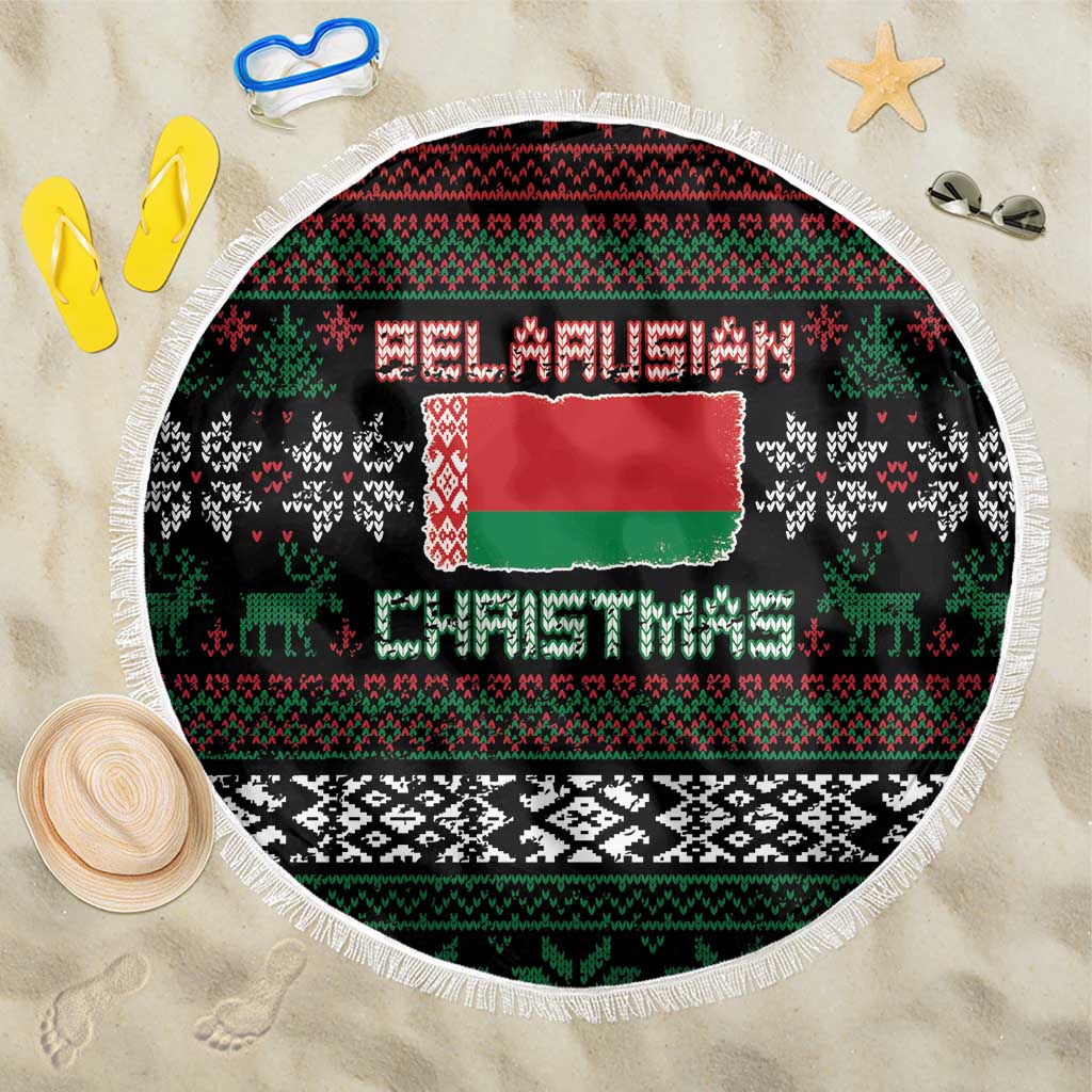 Belarus Christmas Beach Blanket Flag With Belarusian Patterns - Wonder Print Shop