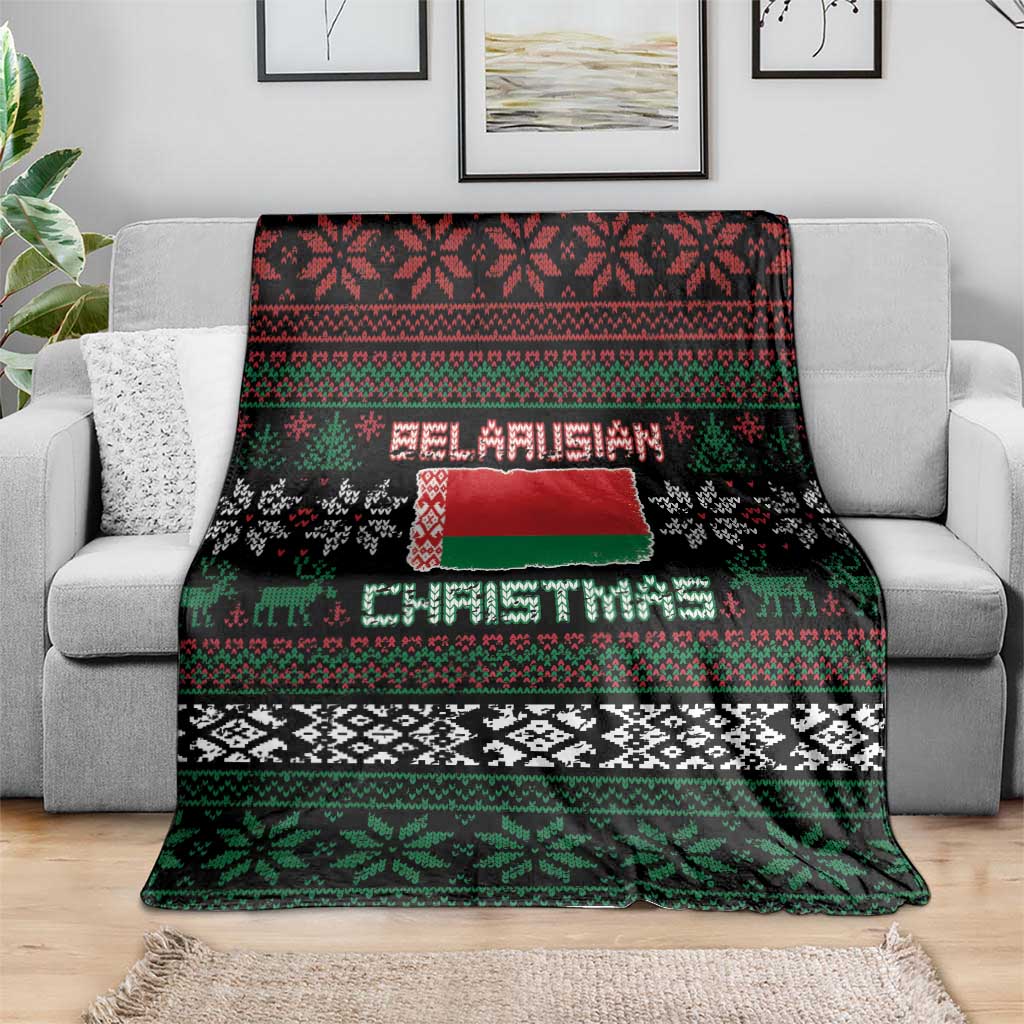 Belarus Christmas Blanket Flag With Belarusian Patterns - Wonder Print Shop