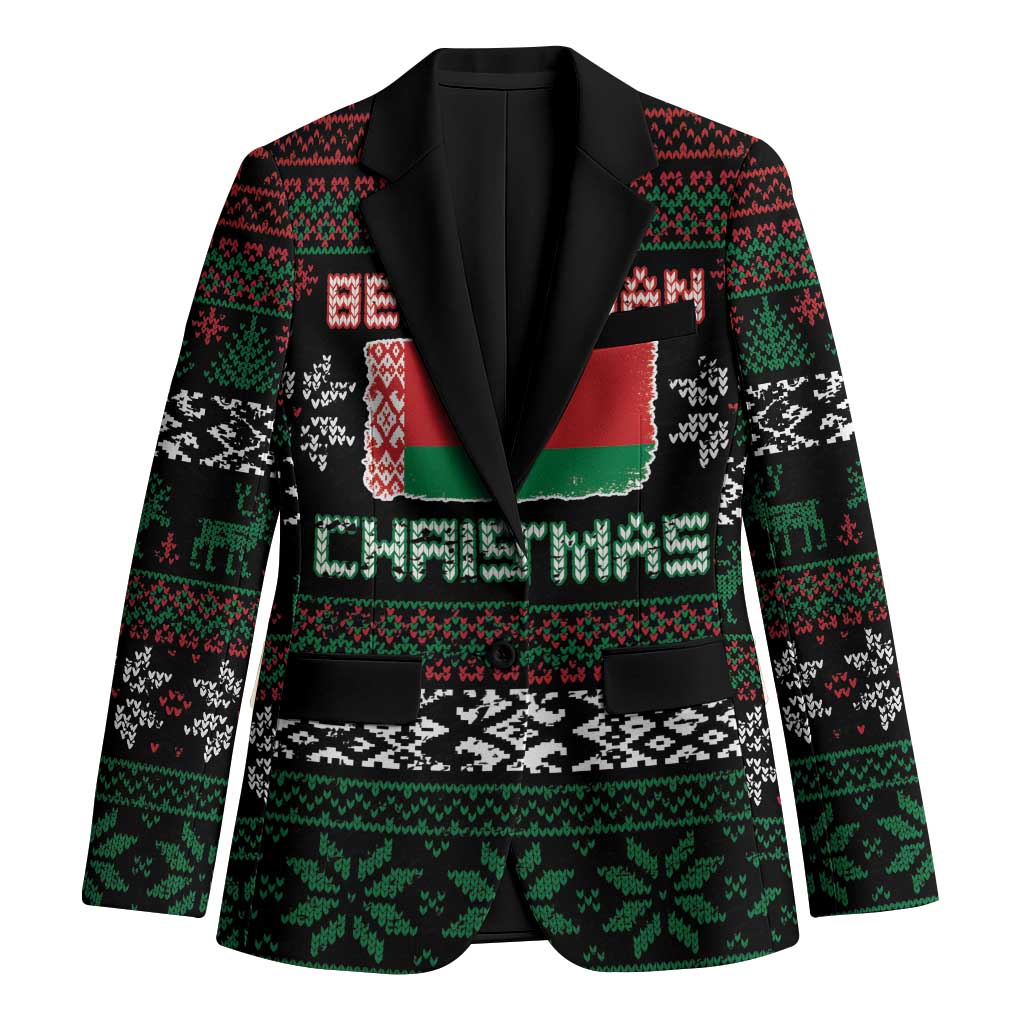 Belarus Christmas Blazer Flag With Belarusian Patterns - Wonder Print Shop