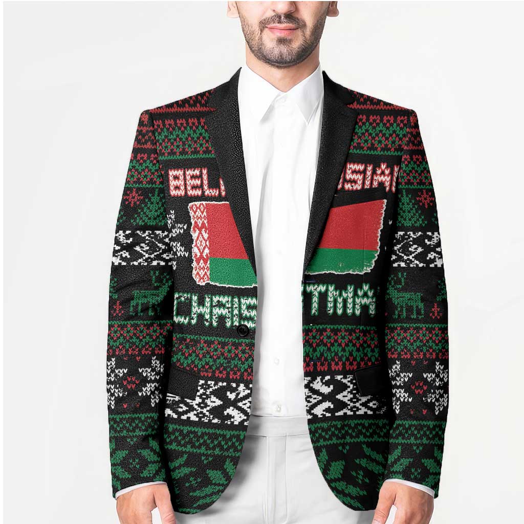 Belarus Christmas Blazer Flag With Belarusian Patterns - Wonder Print Shop