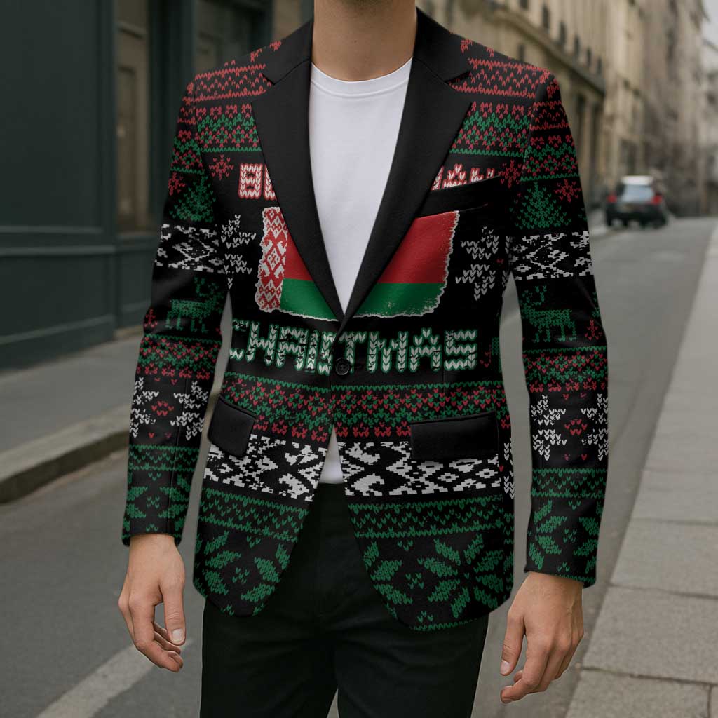 Belarus Christmas Blazer Flag With Belarusian Patterns - Wonder Print Shop