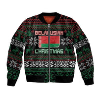 Belarus Christmas Bomber Jacket Flag With Belarusian Patterns - Wonder Print Shop