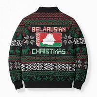 Belarus Christmas Bomber Puffer Jacket Flag With Belarusian Patterns - Wonder Print Shop