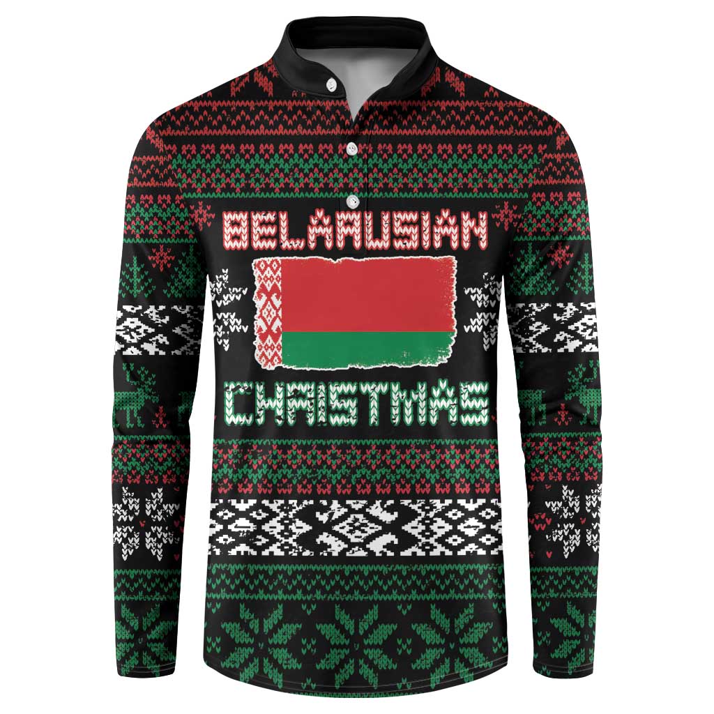 Belarus Christmas Button Sweatshirt Flag With Belarusian Patterns - Wonder Print Shop