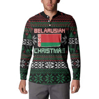 Belarus Christmas Button Sweatshirt Flag With Belarusian Patterns - Wonder Print Shop