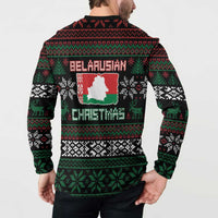 Belarus Christmas Button Sweatshirt Flag With Belarusian Patterns - Wonder Print Shop