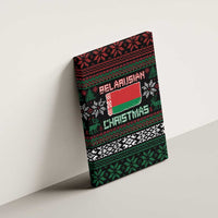 Belarus Christmas Canvas Wall Art Flag With Belarusian Patterns - Wonder Print Shop