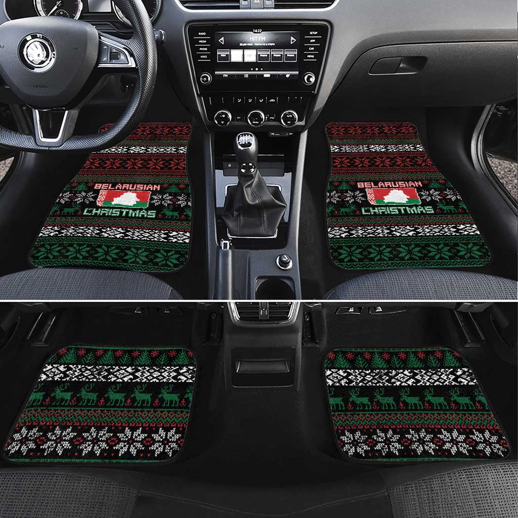 Belarus Christmas Car Mats Flag With Belarusian Patterns - Wonder Print Shop