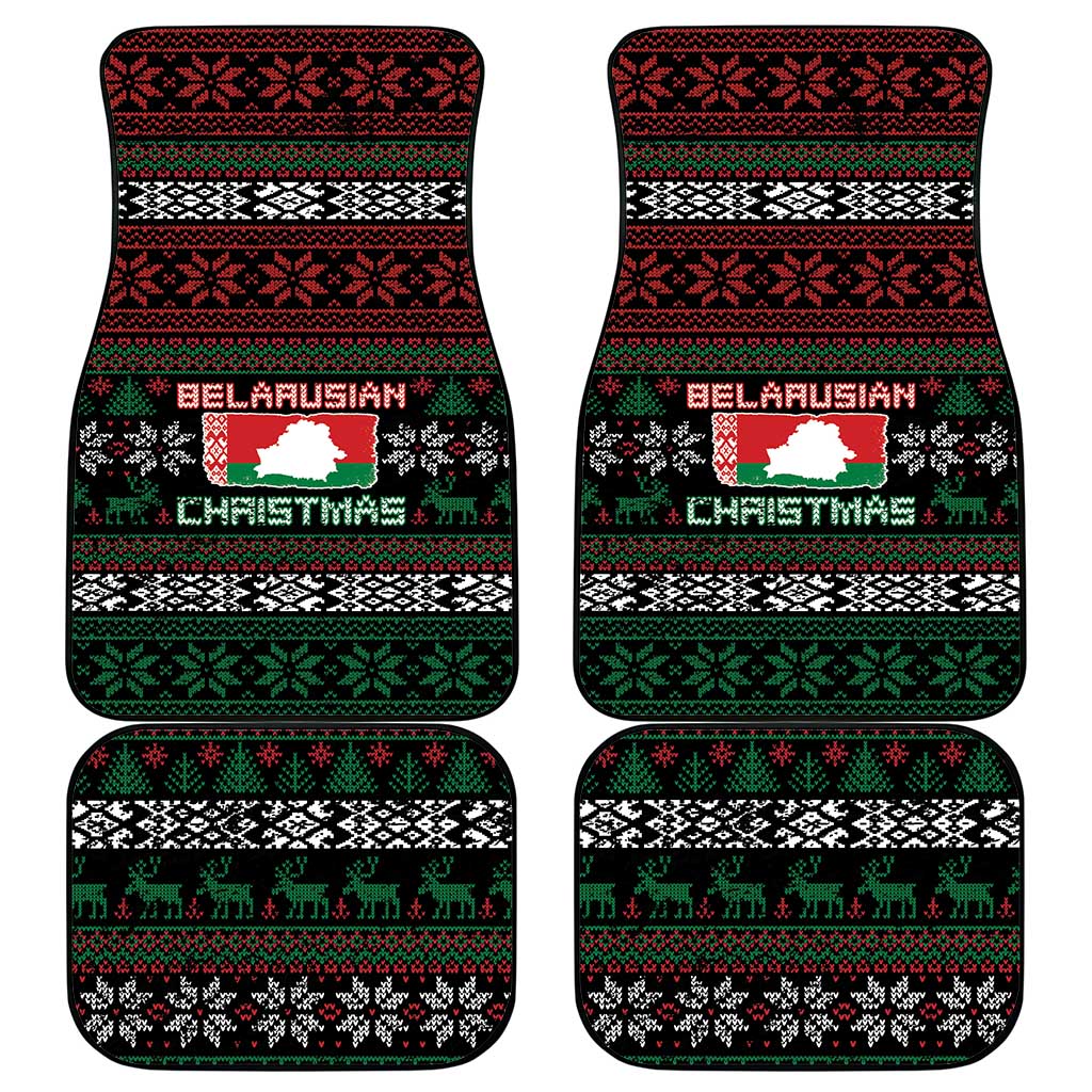 Belarus Christmas Car Mats Flag With Belarusian Patterns - Wonder Print Shop