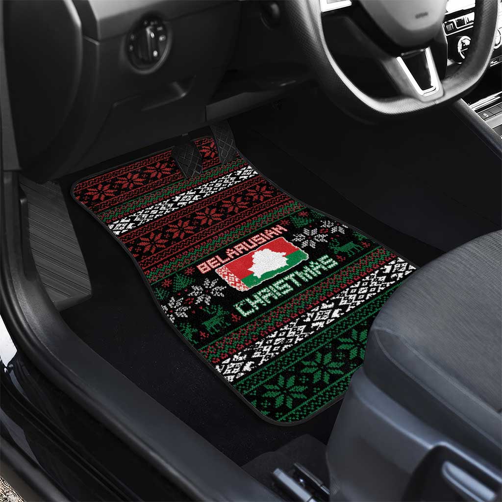 Belarus Christmas Car Mats Flag With Belarusian Patterns - Wonder Print Shop