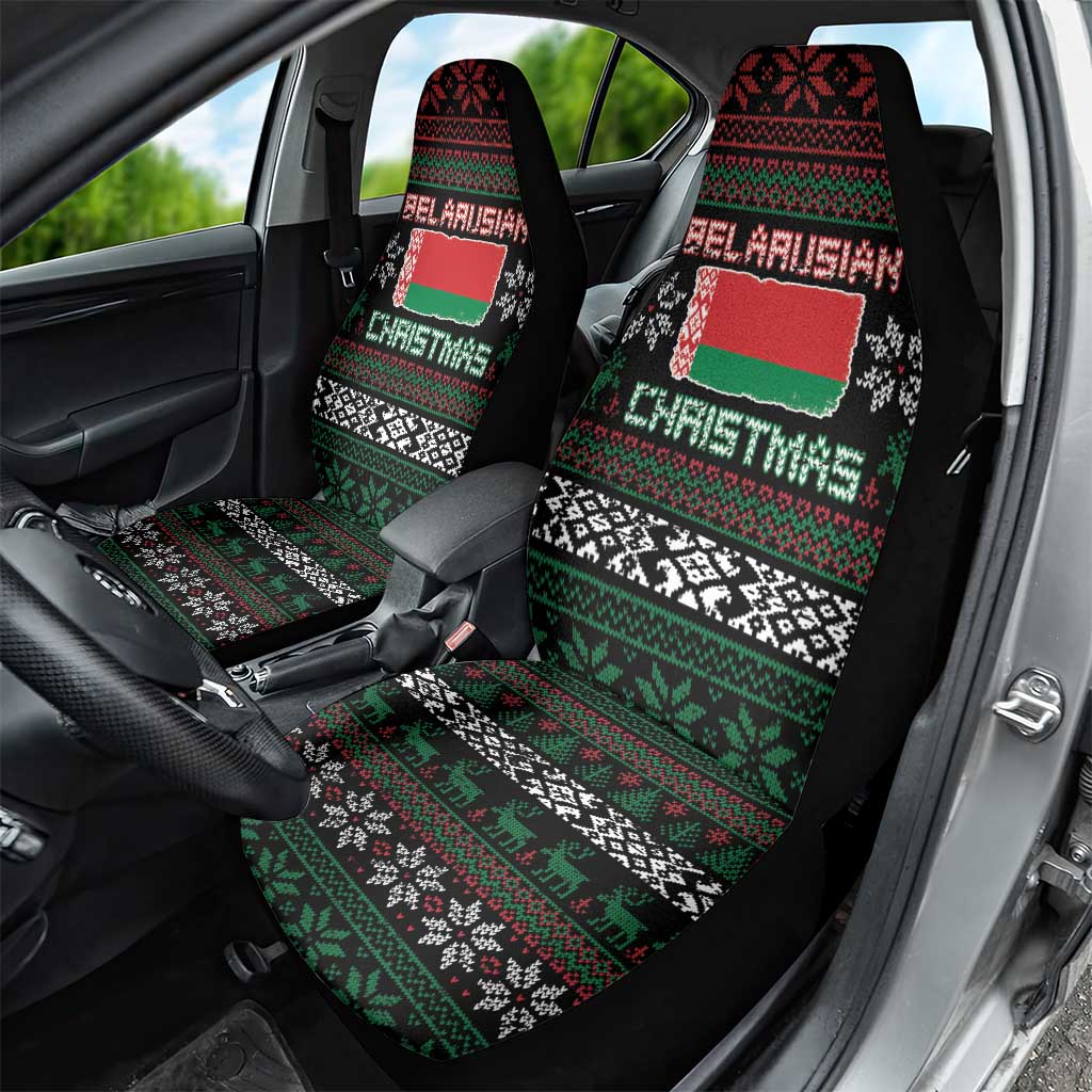 Belarus Christmas Car Seat Cover Flag With Belarusian Patterns - Wonder Print Shop