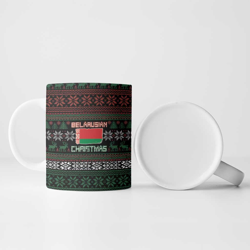 Belarus Christmas Ceramic Mug Flag With Belarusian Patterns - Wonder Print Shop