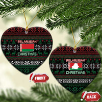 Belarus Christmas Ceramic Ornament Flag With Belarusian Patterns - Wonder Print Shop