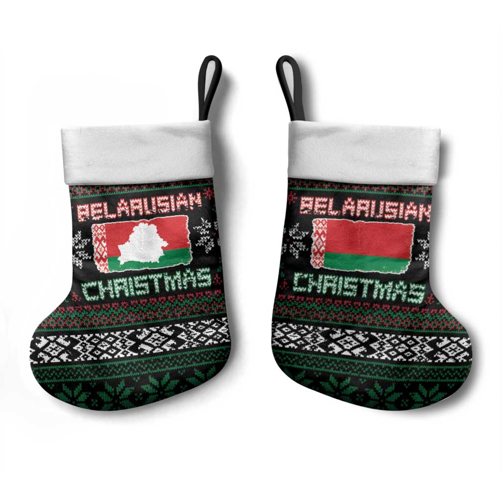 Belarus Christmas Stocking Flag With Belarusian Patterns - Wonder Print Shop