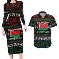 Belarus Christmas Couples Matching Long Sleeve Bodycon Dress and Hawaiian Shirt Flag With Belarusian Patterns - Wonder Print Shop