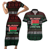 Belarus Christmas Couples Matching Short Sleeve Bodycon Dress and Hawaiian Shirt Flag With Belarusian Patterns - Wonder Print Shop