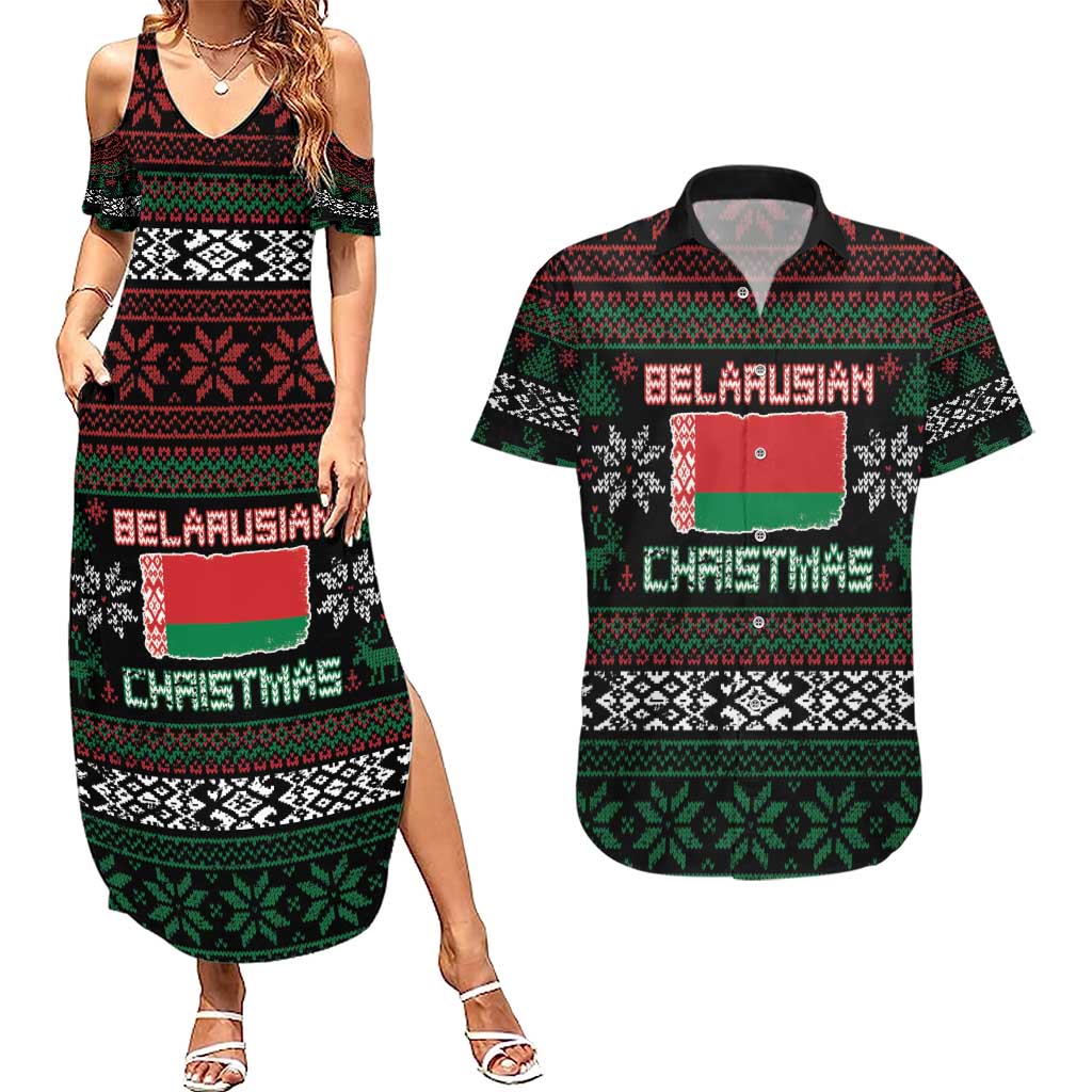 Belarus Christmas Couples Matching Summer Maxi Dress and Hawaiian Shirt Flag With Belarusian Patterns - Wonder Print Shop