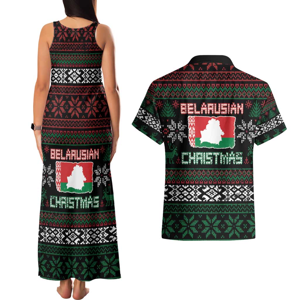 Belarus Christmas Couples Matching Tank Maxi Dress and Hawaiian Shirt Flag With Belarusian Patterns - Wonder Print Shop