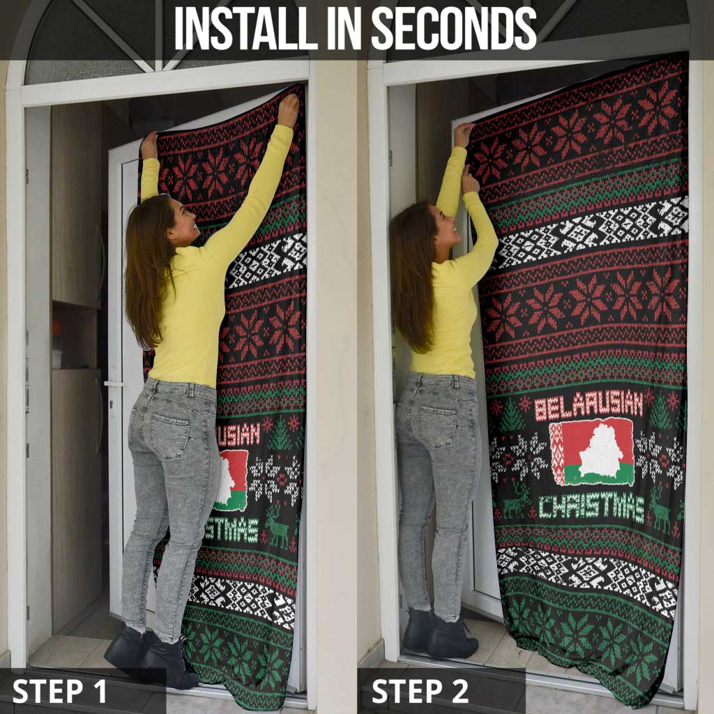 Belarus Christmas Door Cover Flag With Belarusian Patterns - Wonder Print Shop