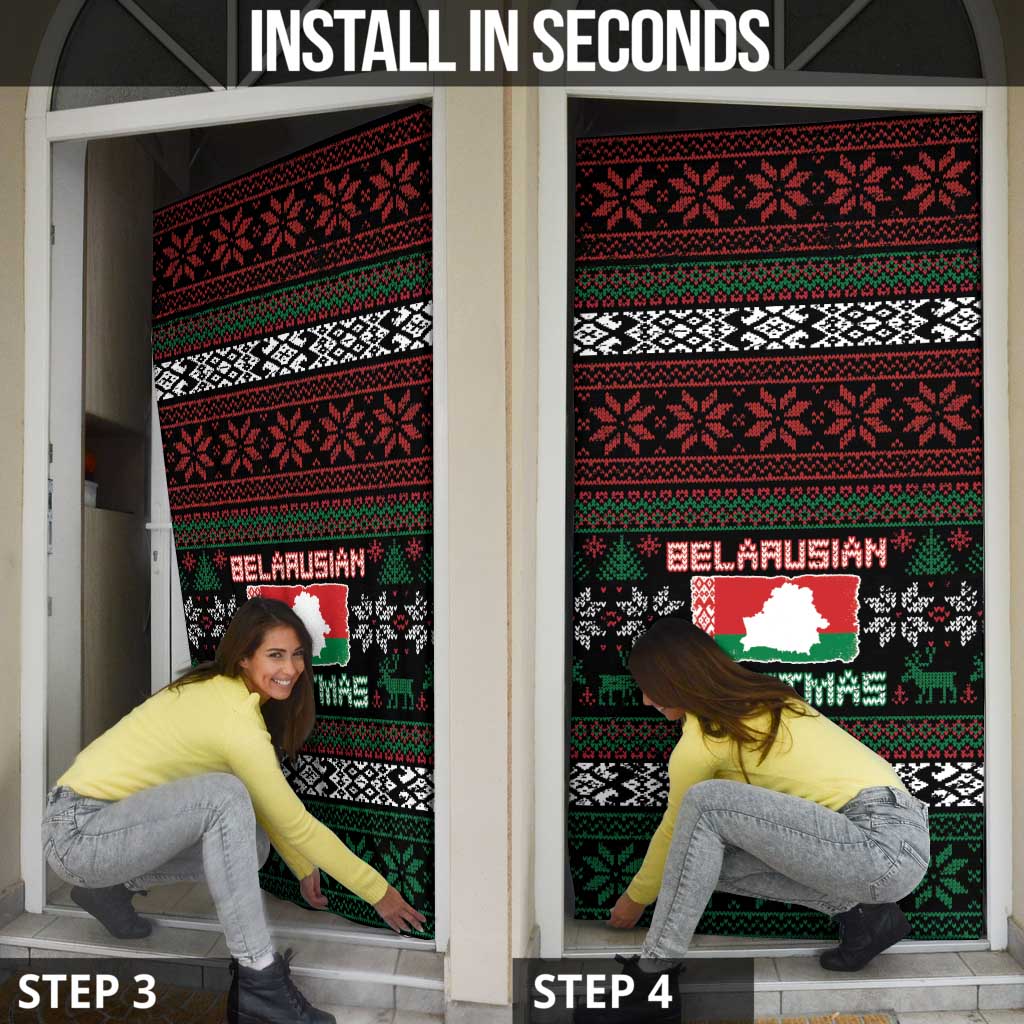 Belarus Christmas Door Cover Flag With Belarusian Patterns - Wonder Print Shop