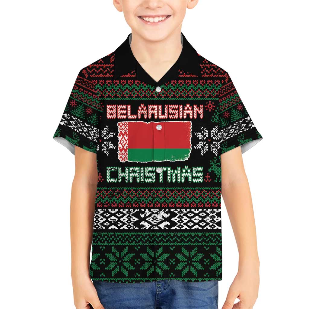 Belarus Christmas Family Matching Long Sleeve Bodycon Dress and Hawaiian Shirt Flag With Belarusian Patterns - Wonder Print Shop