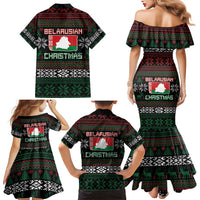 Belarus Christmas Family Matching Mermaid Dress and Hawaiian Shirt Flag With Belarusian Patterns - Wonder Print Shop